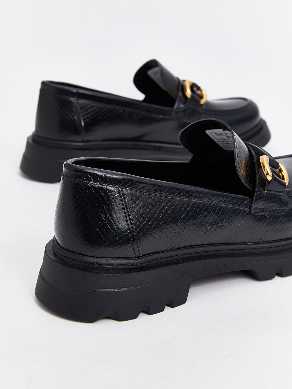 Siyah Kalın Taban Kadın Loafer Ayakkabı-4