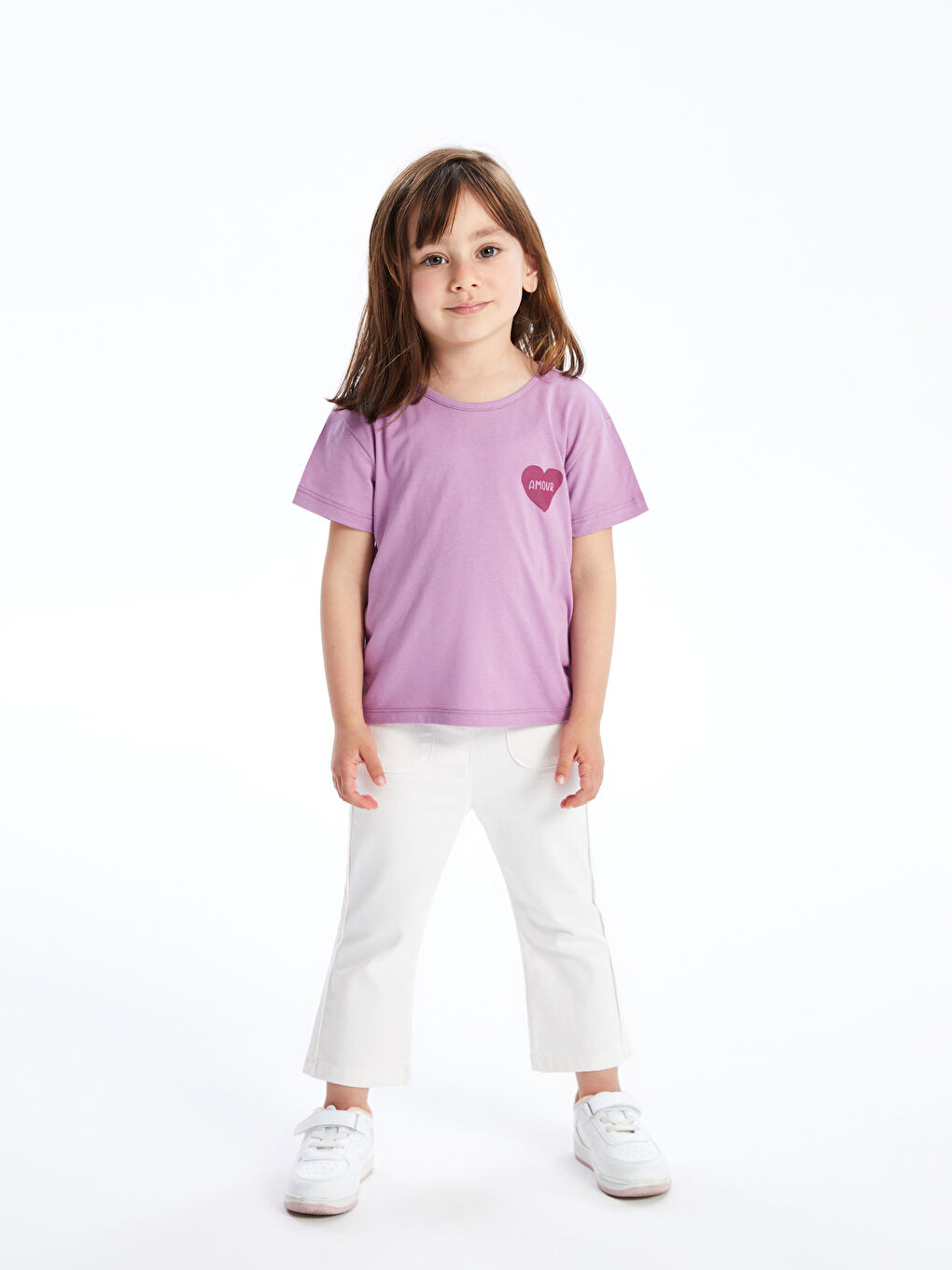 Crew Neck Printed Short Sleeve Baby Girls' T-Shirt-1