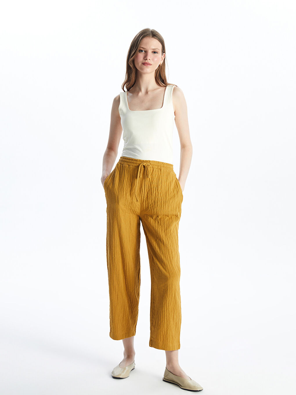 Elastic Waist Comfortable Fit Women's Trousers -S4JH77Z8-QZS