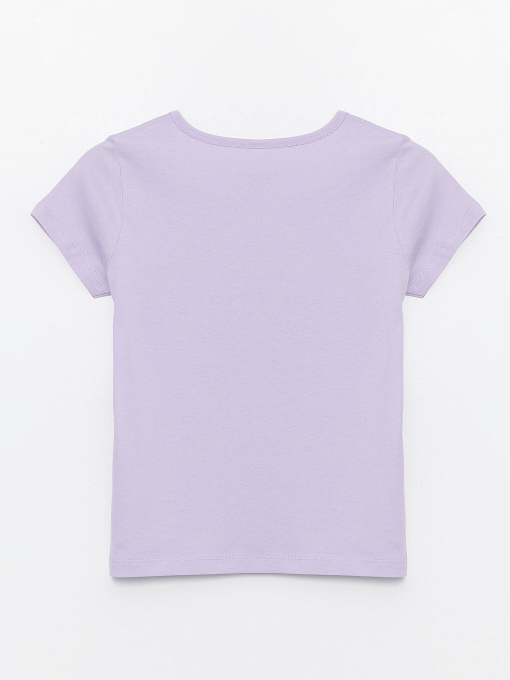 Lila Bisiklet Yaka Basic Kısa Kollu Kız Çocuk Tişört-3
