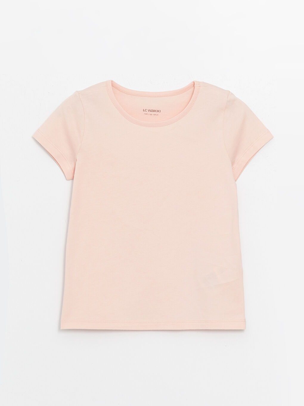 Pembe Bisiklet Yaka Basic Kısa Kollu Kız Çocuk Tişört-2