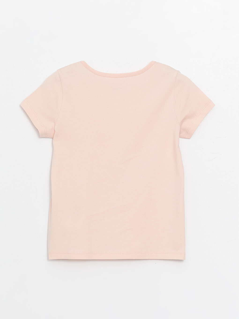 Pembe Bisiklet Yaka Basic Kısa Kollu Kız Çocuk Tişört-3