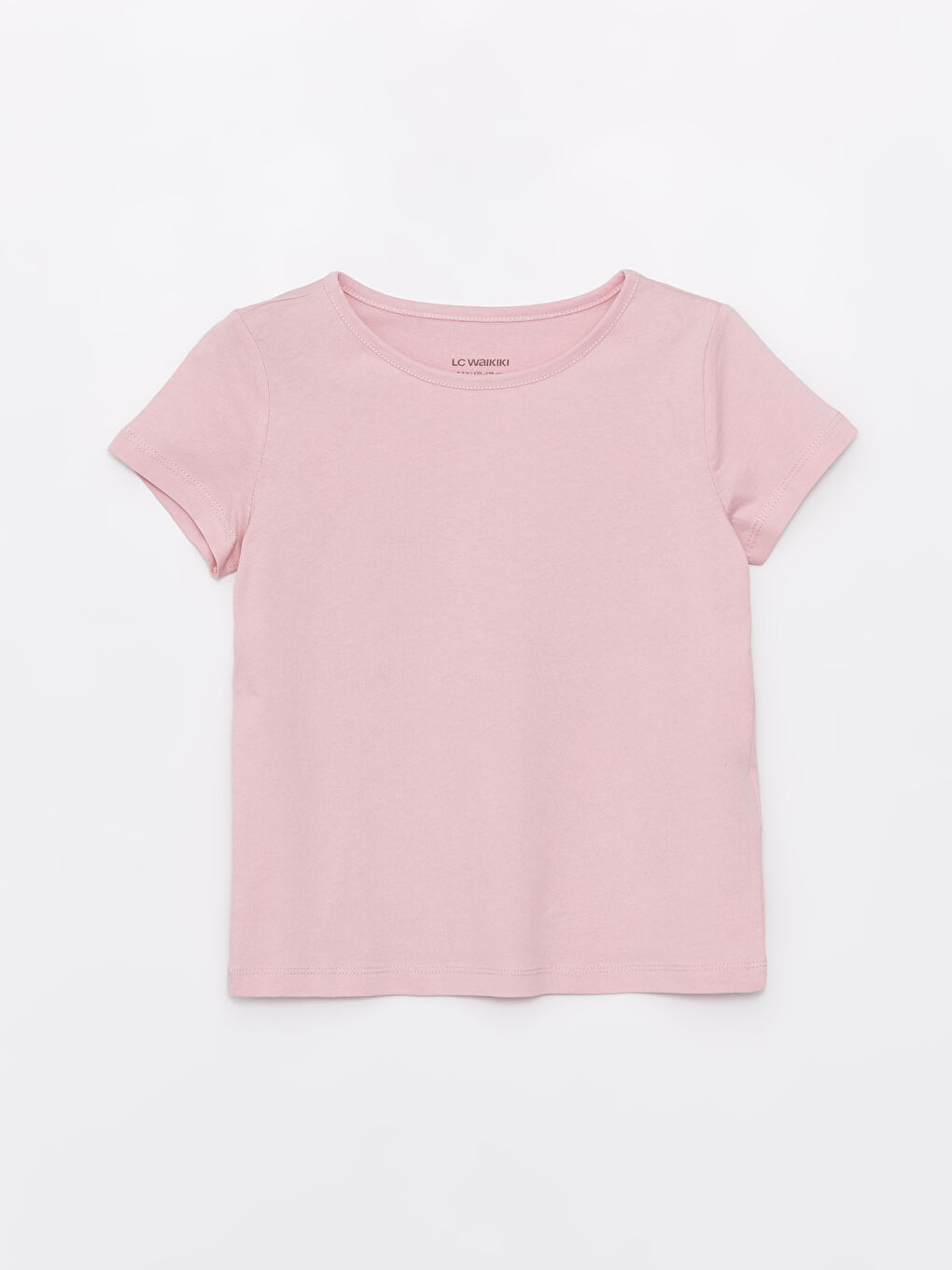 Pembe Bisiklet Yaka Basic Kısa Kollu Kız Çocuk Tişört-3