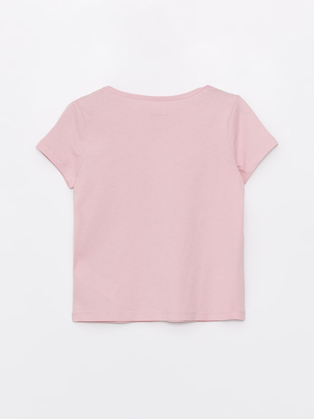 Pembe Bisiklet Yaka Basic Kısa Kollu Kız Çocuk Tişört-4