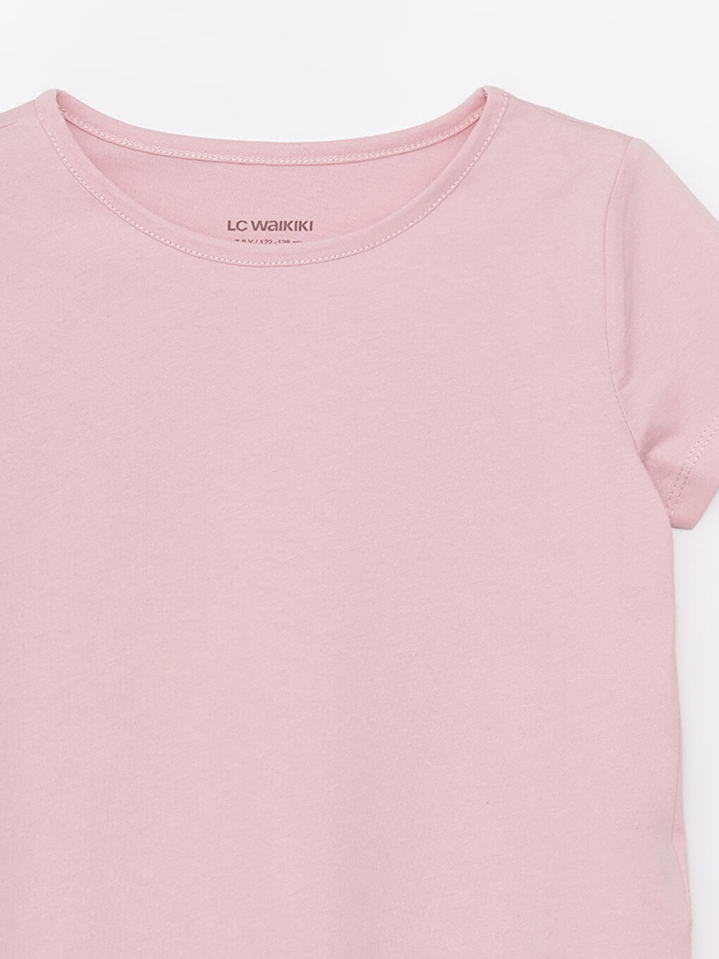 Pembe Bisiklet Yaka Basic Kısa Kollu Kız Çocuk Tişört-5