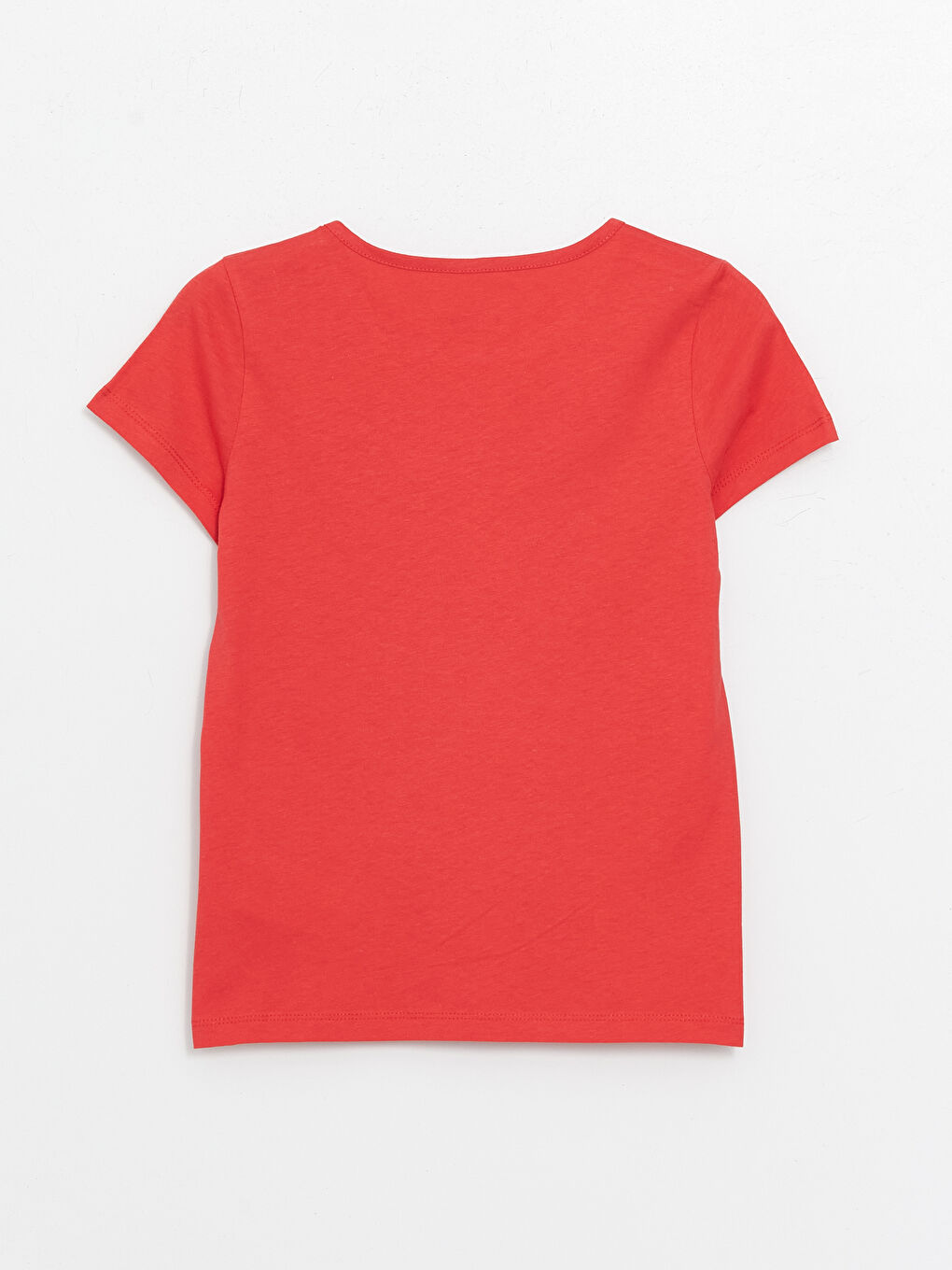 Kırmızı Bisiklet Yaka Basic Kısa Kollu Kız Çocuk Tişört-3