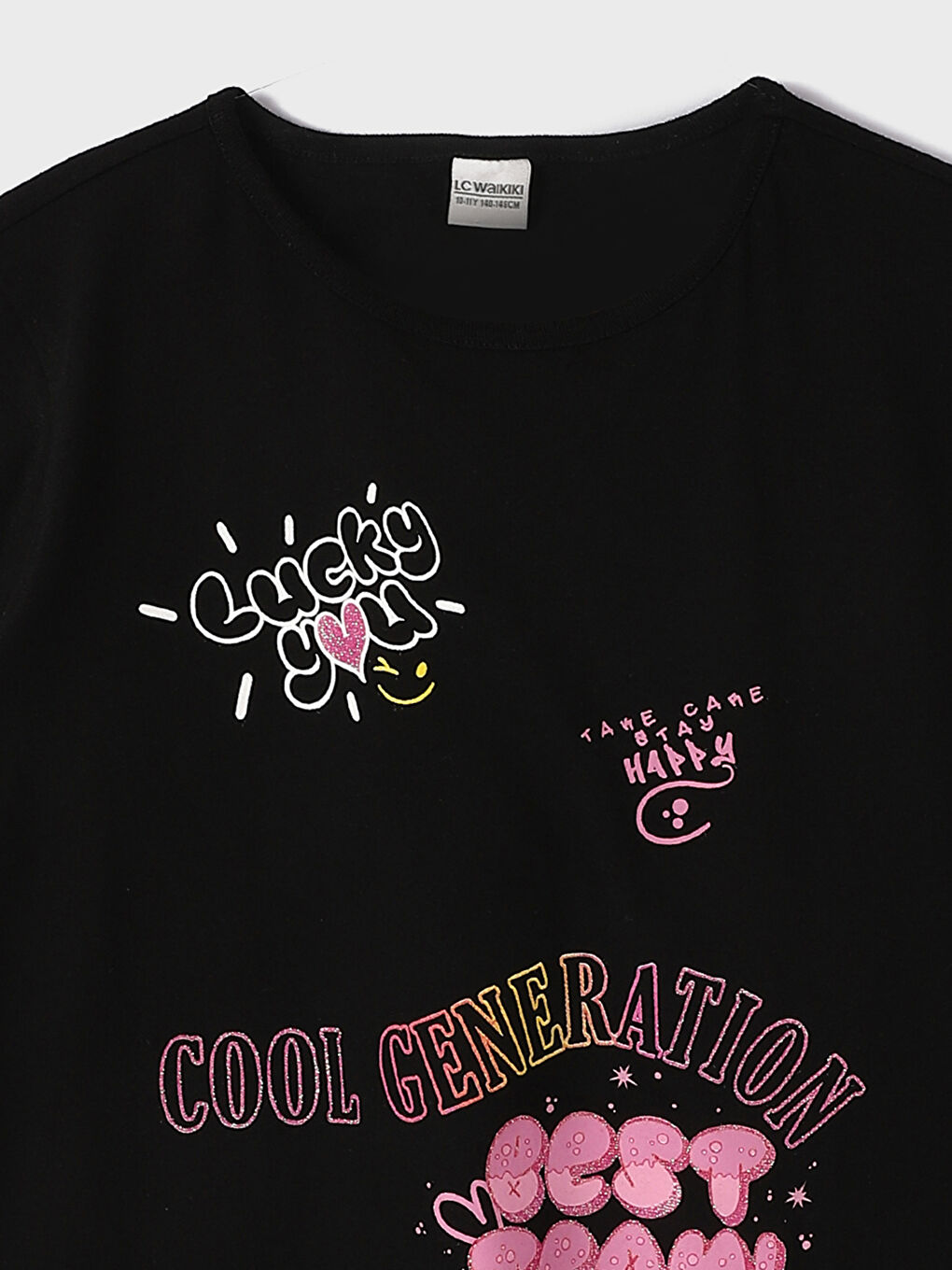 Crew Neck Printed Short Sleeve Girls' T-Shirt-2