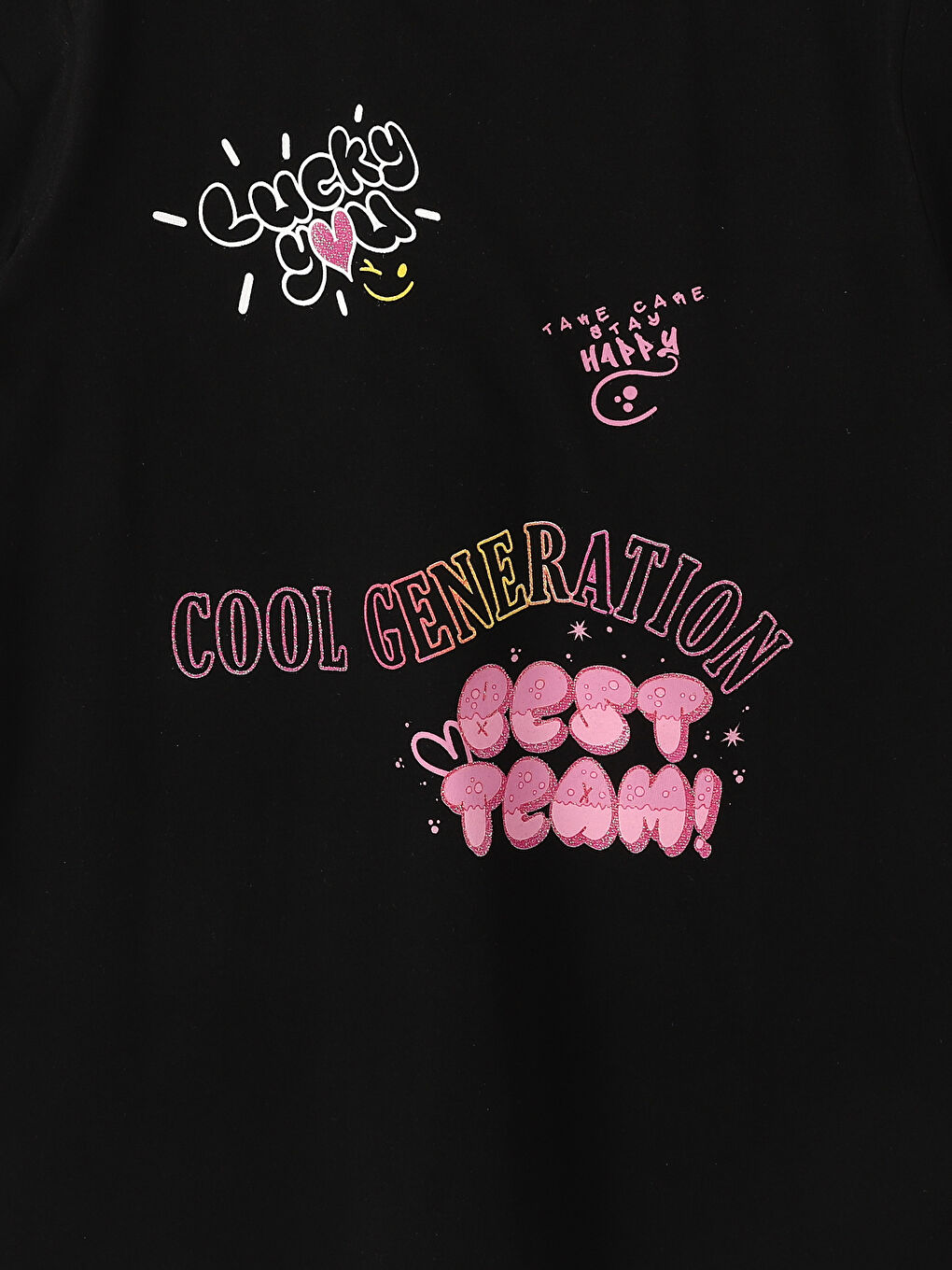 Crew Neck Printed Short Sleeve Girls' T-Shirt-3