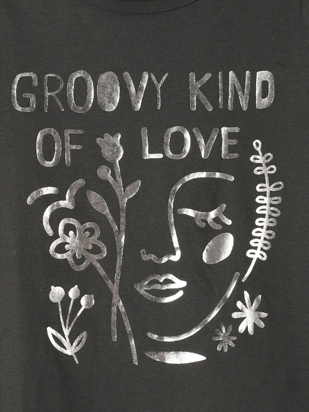 تيشيرت للبنات بياقة دائرية مطبوع كم قصير-2