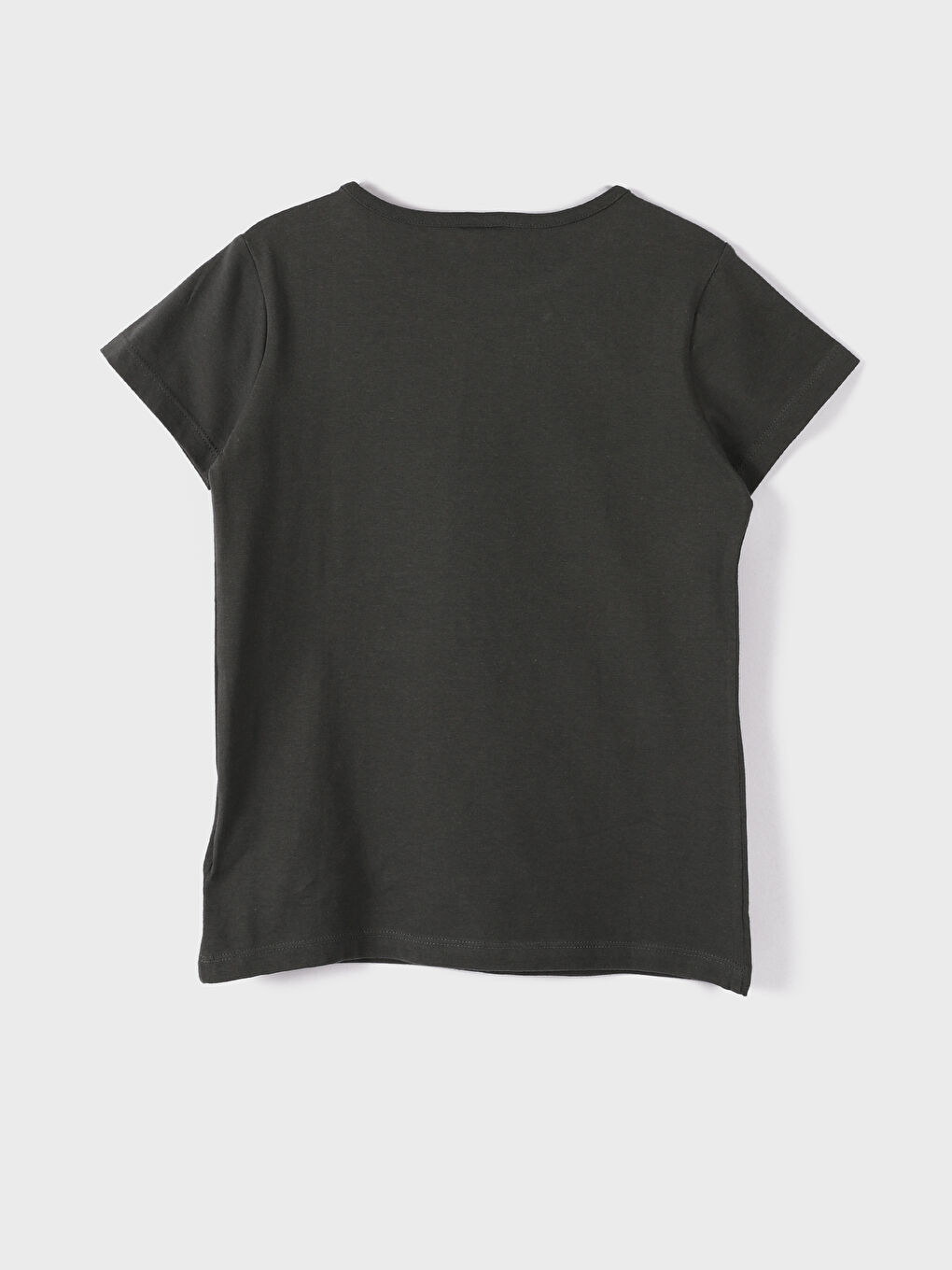 تيشيرت للبنات بياقة دائرية مطبوع كم قصير-3