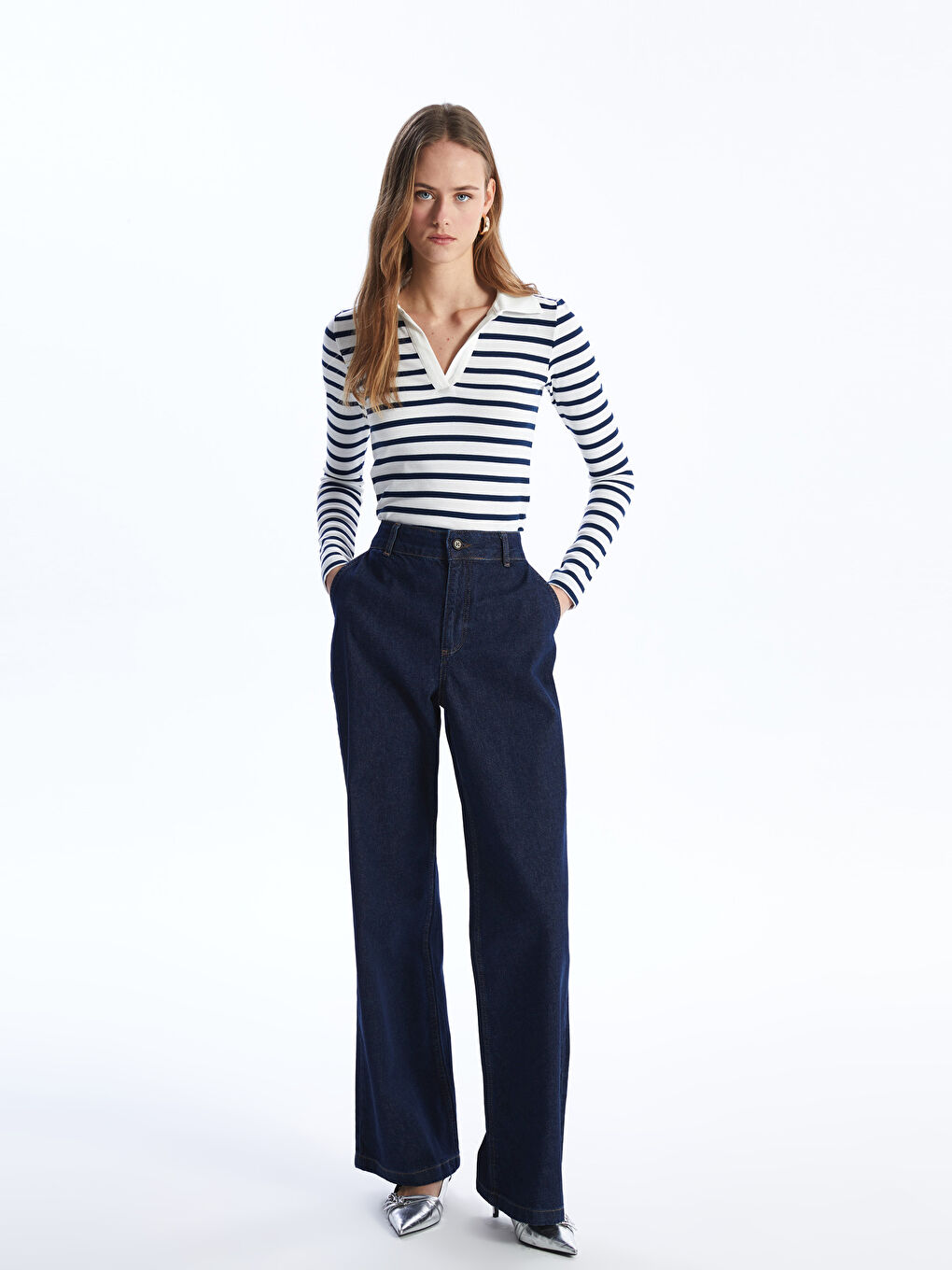 Straight Fit Women's Denim Trousers -S4JI60Z8-309