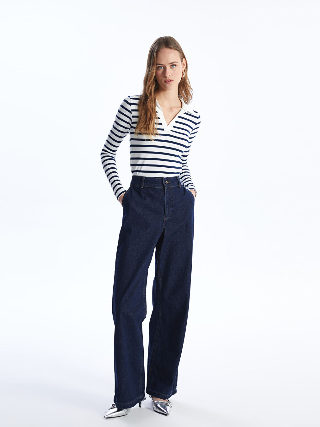 Straight Fit Women's Denim Trousers -S4JI60Z8-309