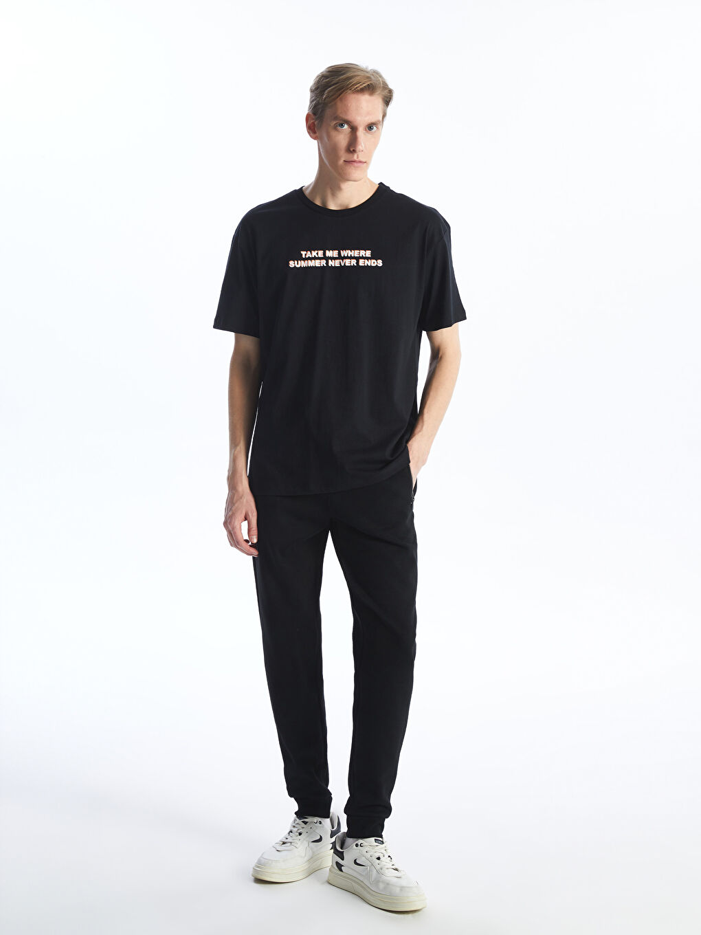 Siyah Standart Kalıp Erkek Jogger Eşofman Altı