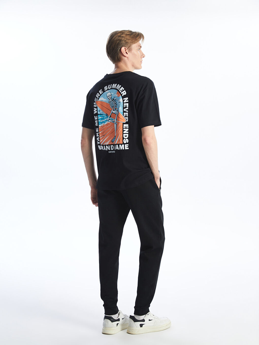 Siyah Standart Kalıp Erkek Jogger Eşofman Altı-1