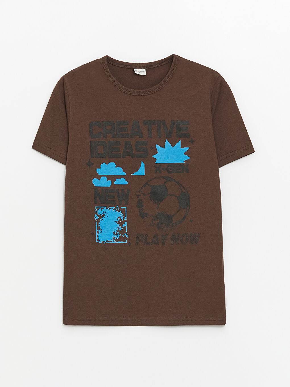 Kahverengi Bisiklet Yaka Tok Kumaş Erkek Çocuk Tişört-2