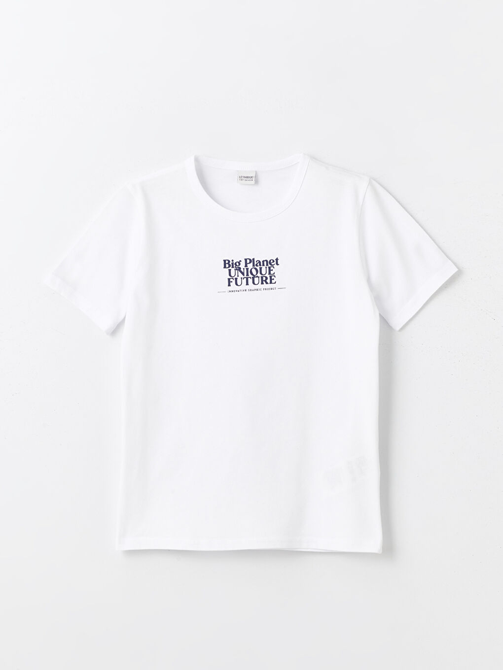 Beyaz Bisiklet Yaka Baskılı Kısa Kollu Erkek Çocuk Tişört-2