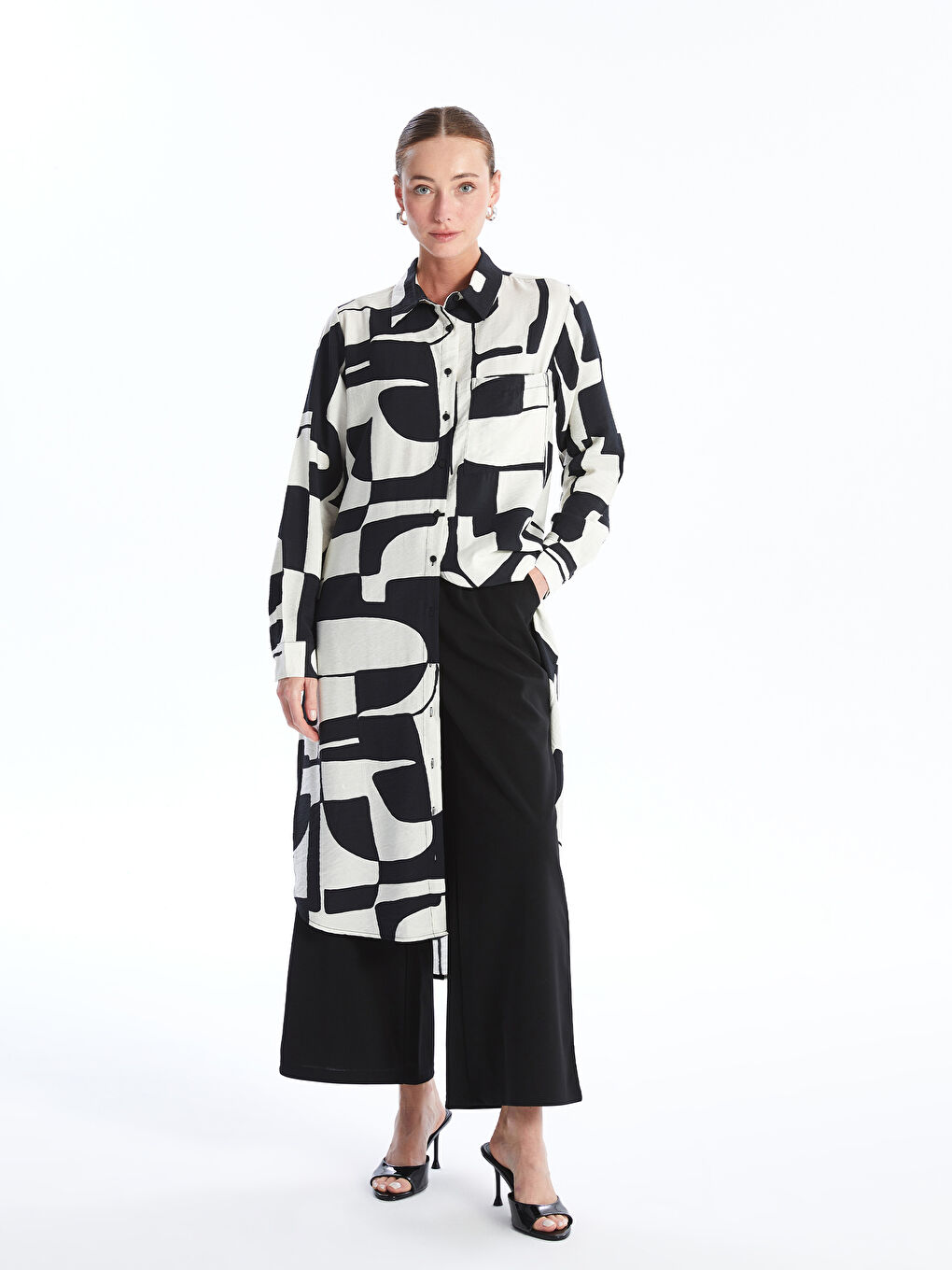Patterned Women's Shirt Tunic -S4JJ31Z8-LQJ