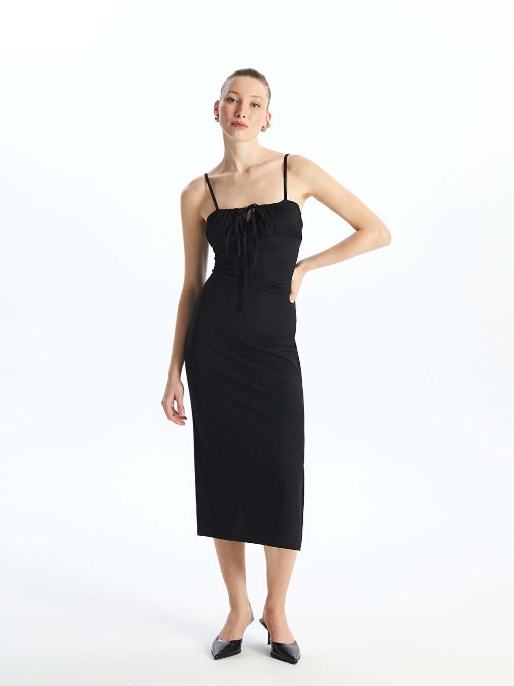 LCW Vision U Neck Plain Strappy Women's Dress -S4JJ32Z8-CVL