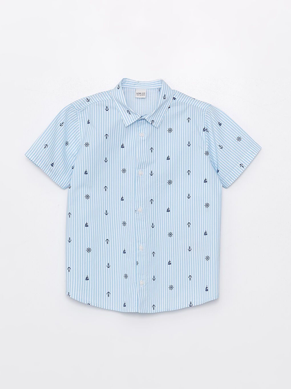 Mavi Çizgili Kısa Kollu Erkek Çocuk Gömlek