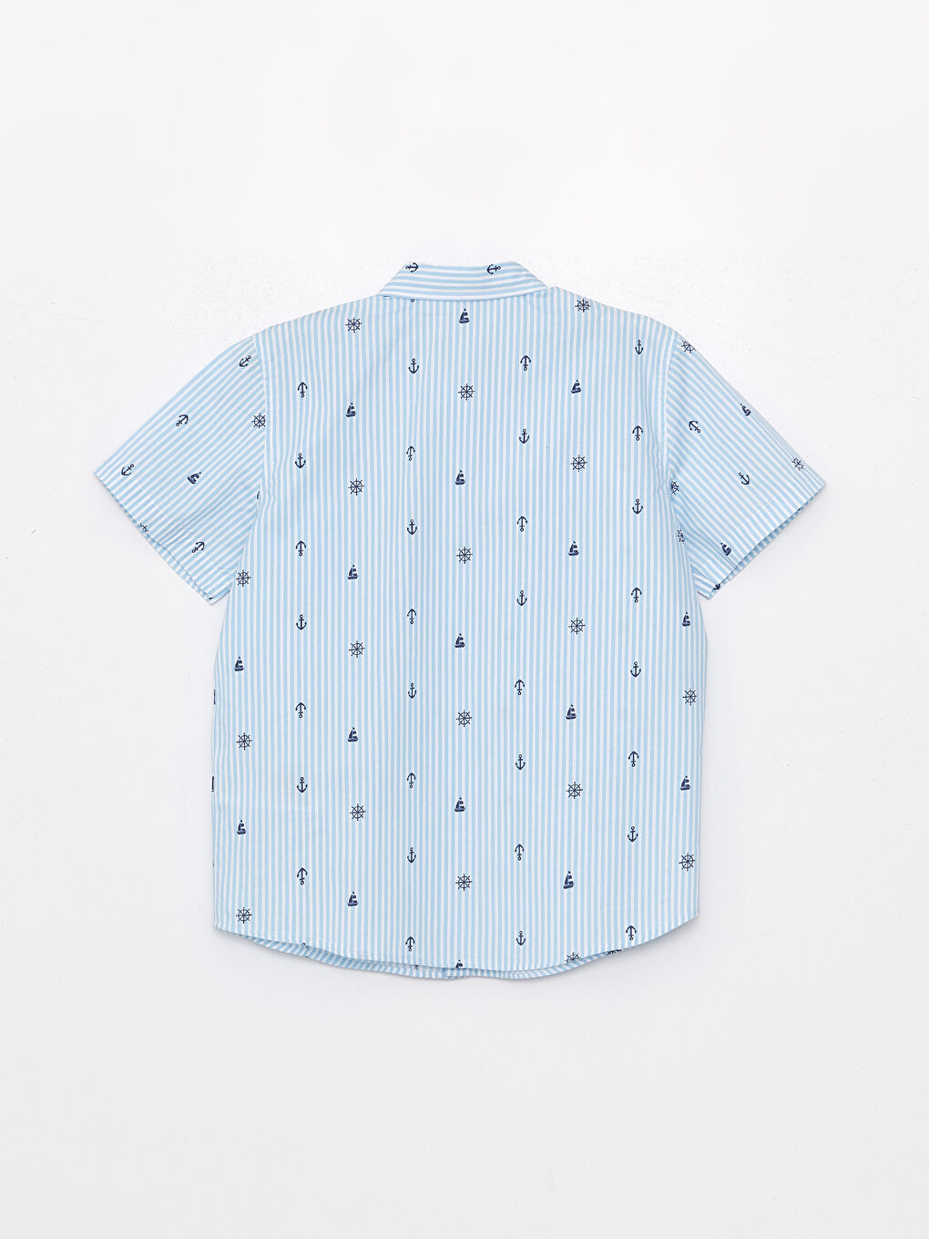 Mavi Çizgili Kısa Kollu Erkek Çocuk Gömlek-1