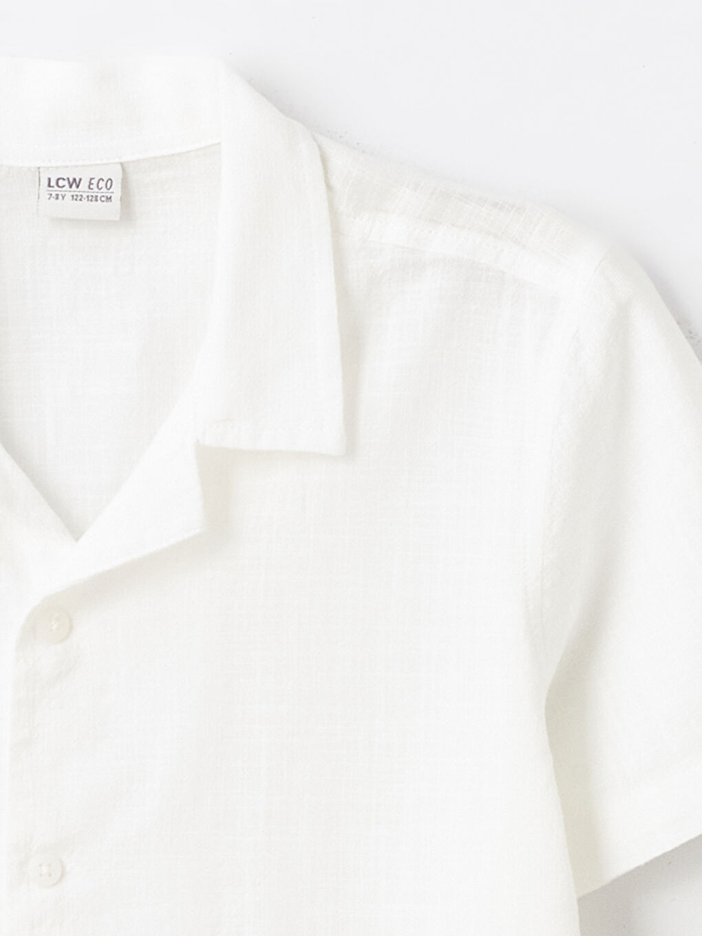 Beyaz Basic Kısa Kollu Erkek Çocuk Gömlek-1