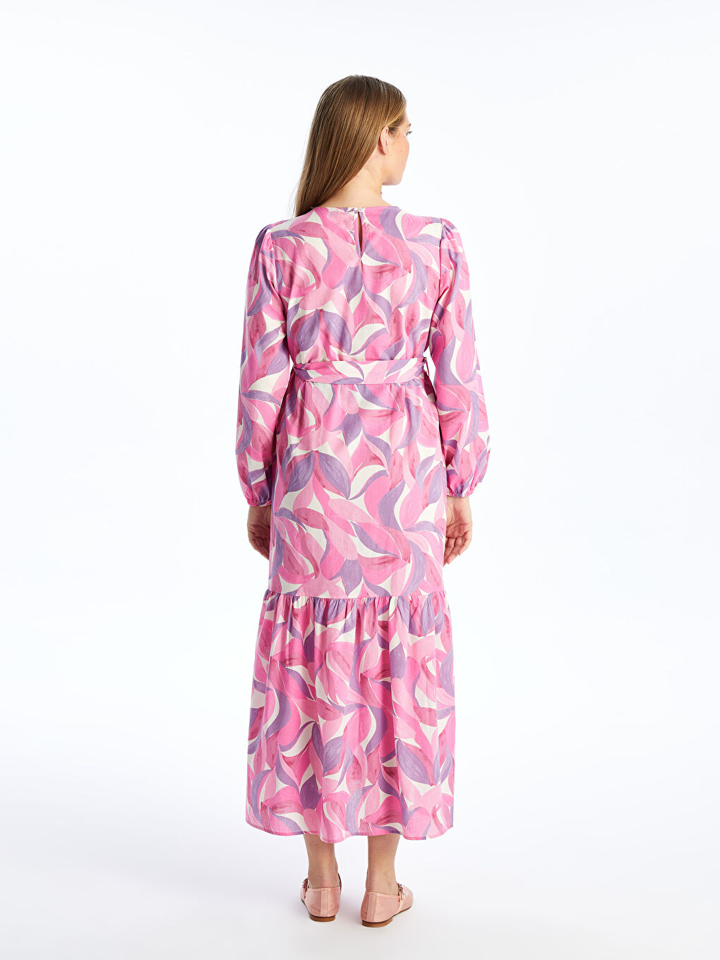 Crew Neck Patterned Long Sleeve Maternity Dress -S4JJ60Z8-LT9