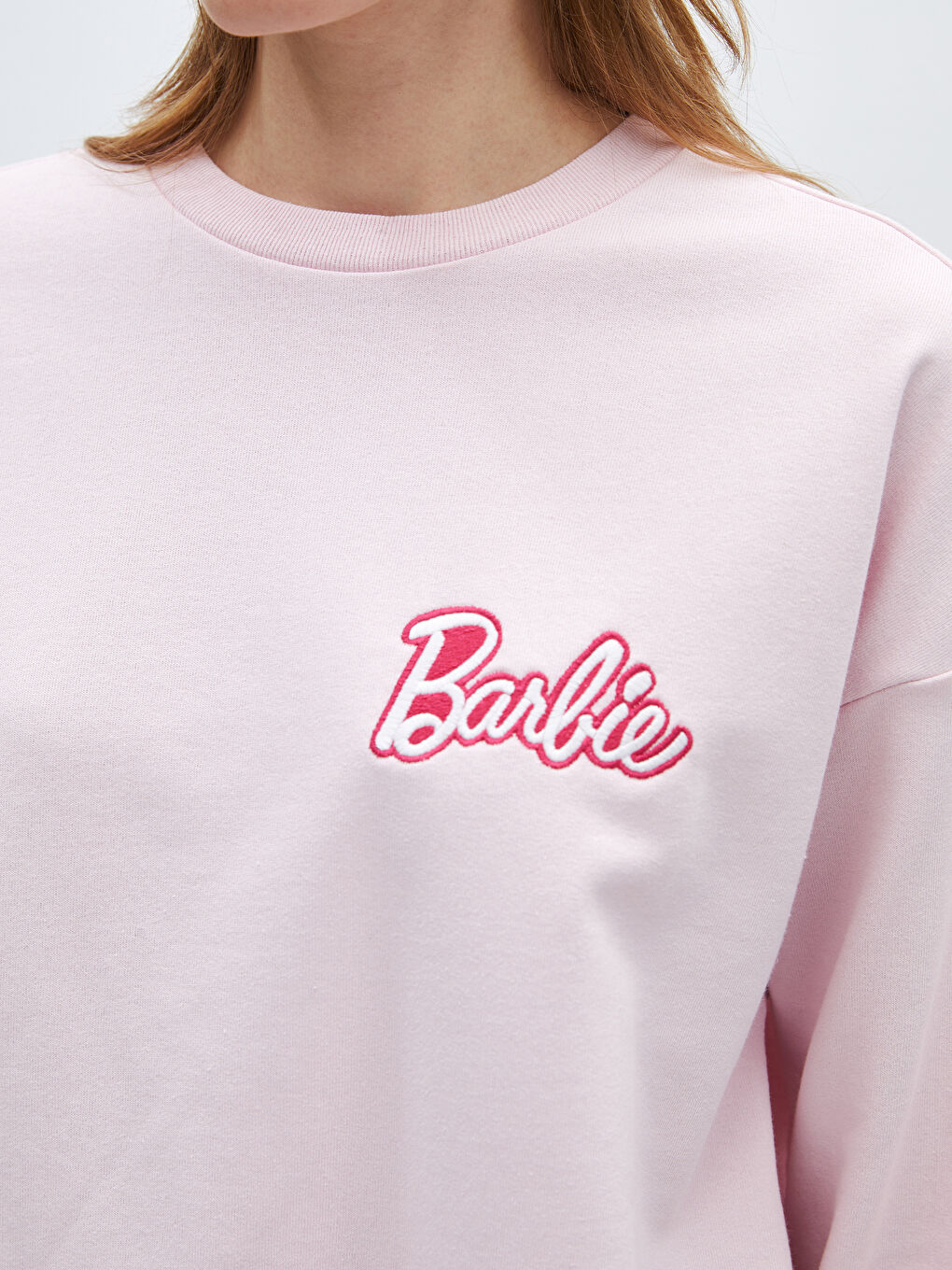 LCW HOME Pembe Bisiklet Yaka Barbie Baskılı Uzun Kollu Kadın Sweatshirt - 3