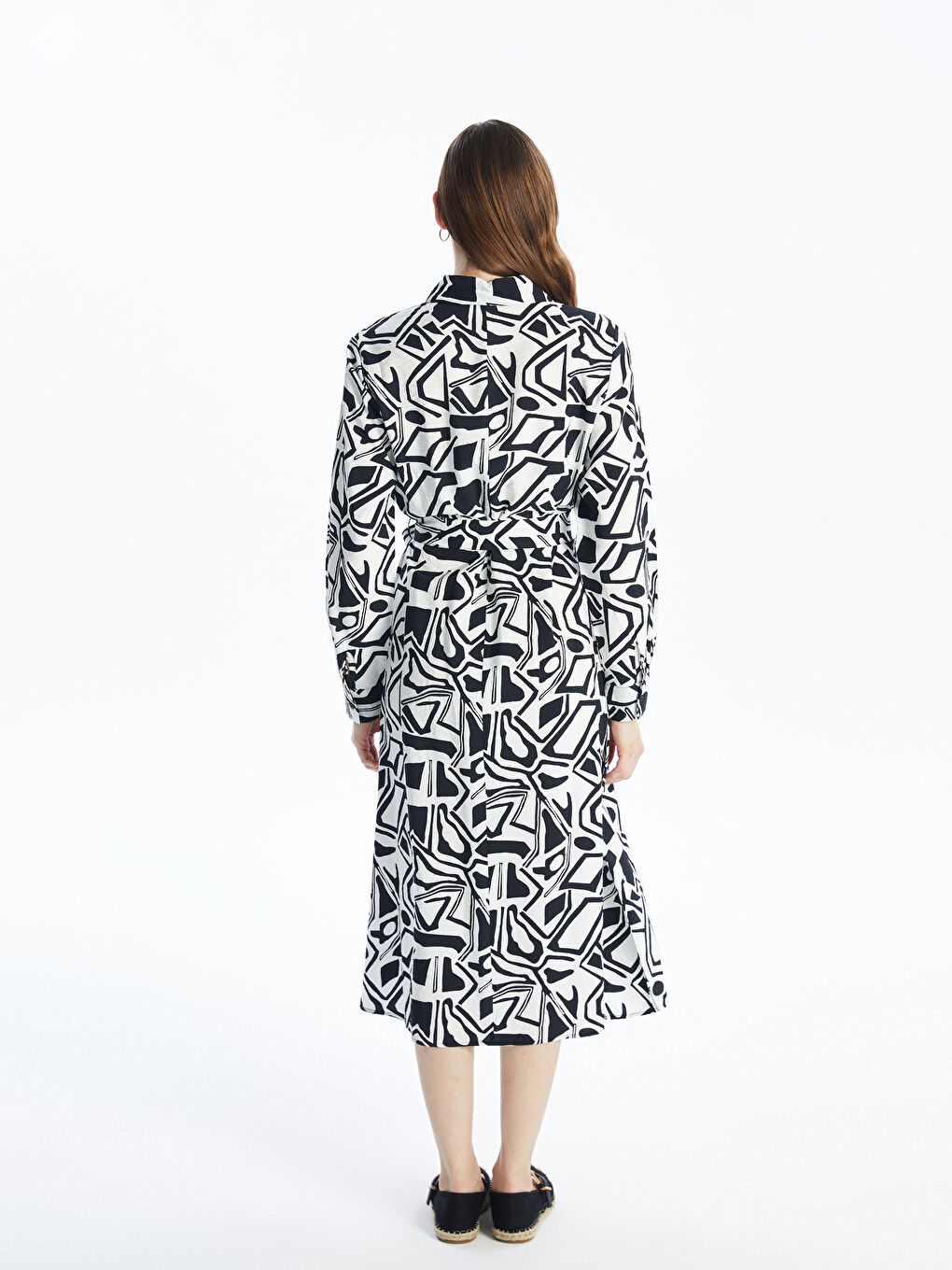 Patterned Long Sleeve Women's Shirt Dress -S4JJ82Z8-LQJ