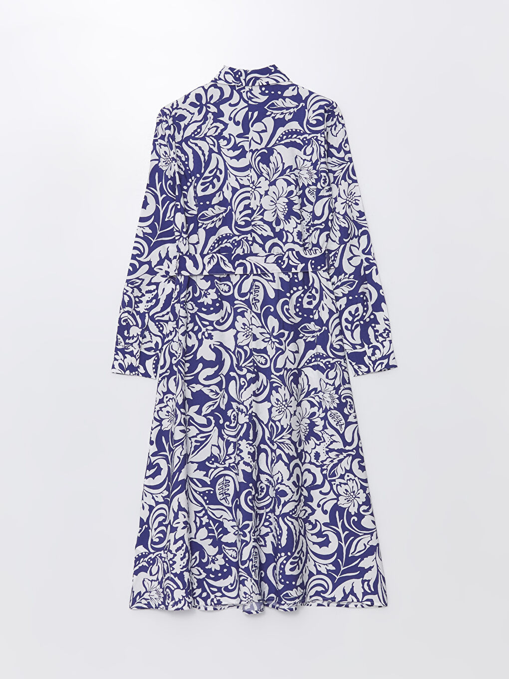 Patterned Long Sleeve Women's Shirt Dress-6