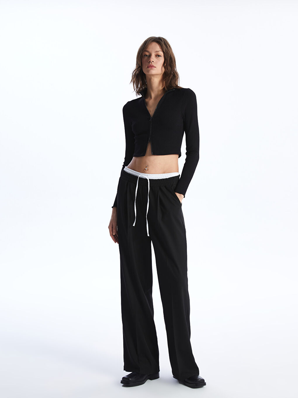 Elastic Waist Regular Bell-Bottoms Women's Trousers -S4JJ83Z8-CVL