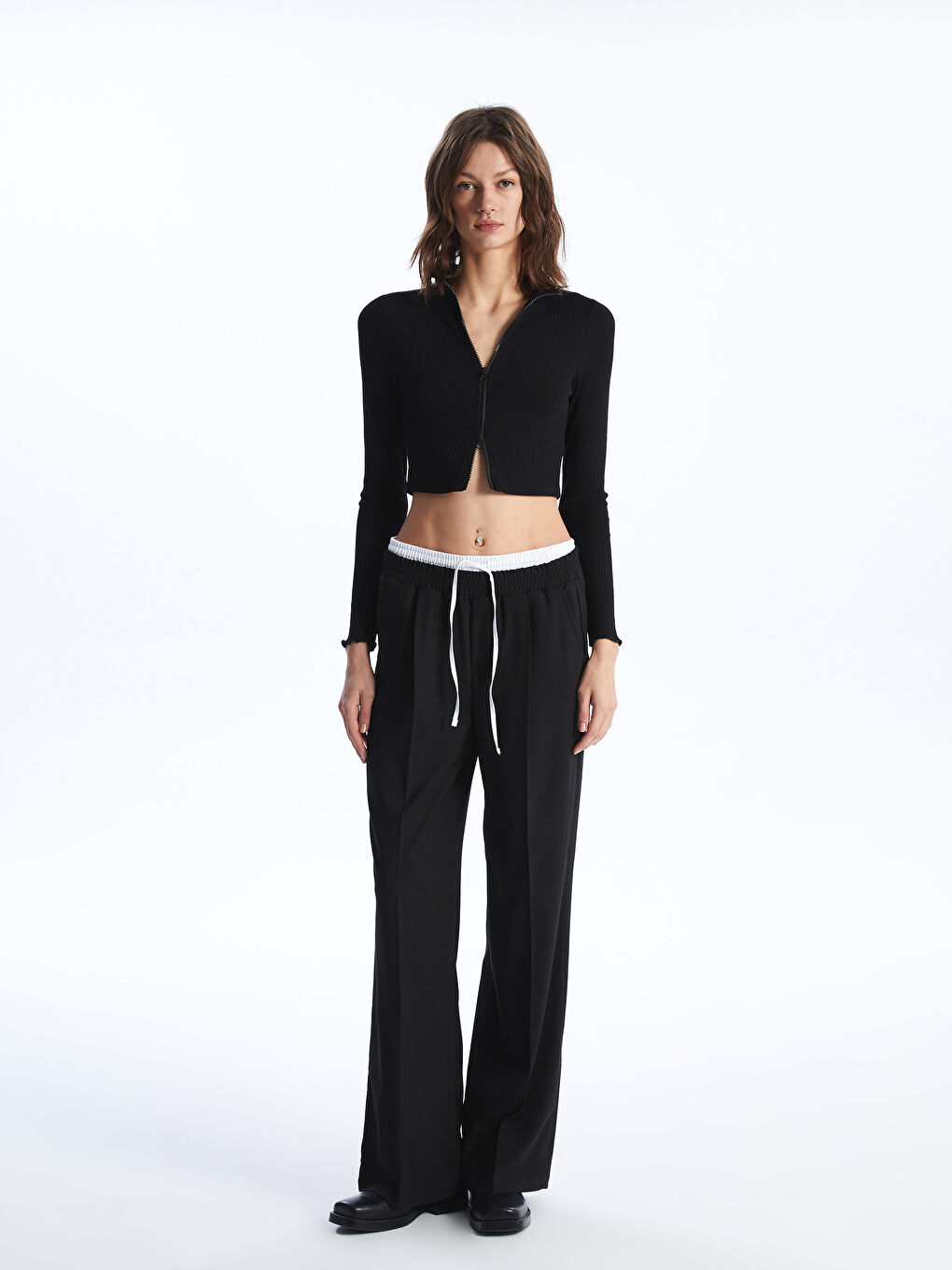 Elastic Waist Regular Bell-Bottoms Women's Trousers -S4JJ83Z8-CVL