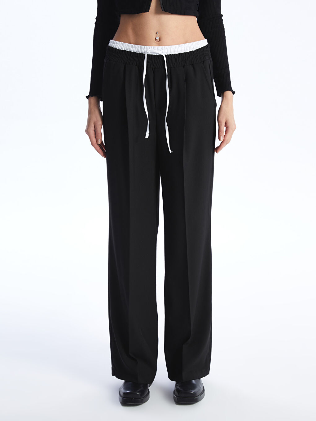 Elastic Waist Regular Bell-Bottoms Women's Trousers -S4JJ83Z8-CVL