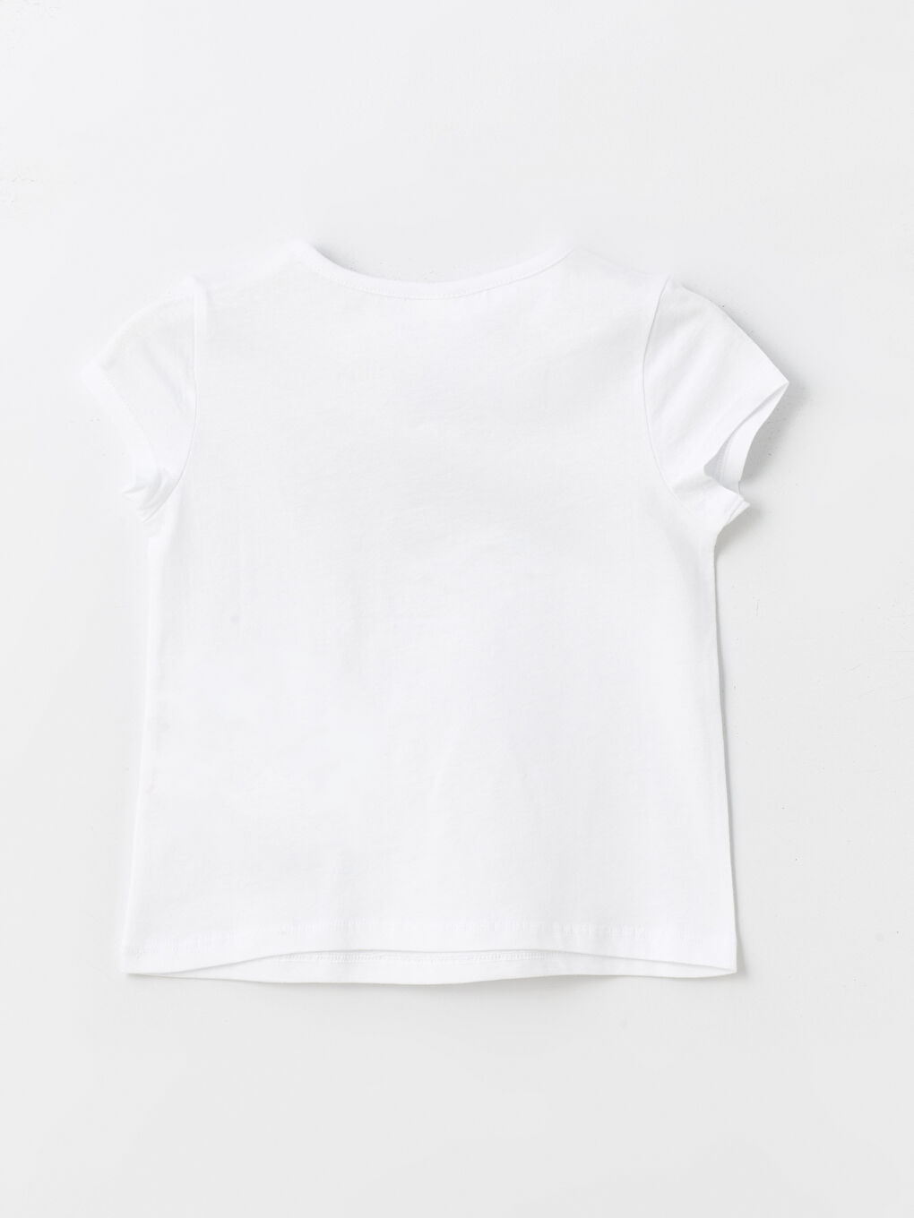 Beyaz Bisiklet Yaka Baskılı Kısa Kollu Kız Bebek Tişört-2