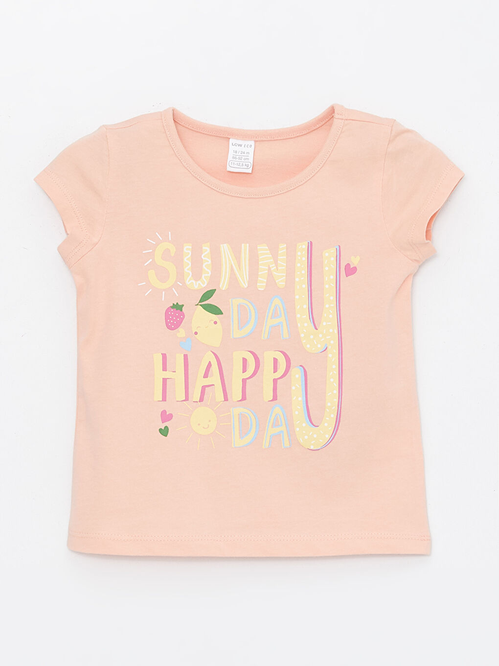Pembe Bisiklet Yaka Baskılı Kısa Kollu Kız Bebek Tişört