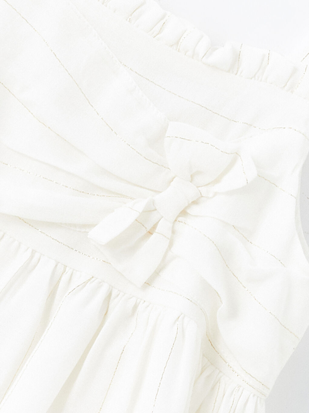 Beyaz Kare Yaka Askılı Kız Bebek Elbise-2