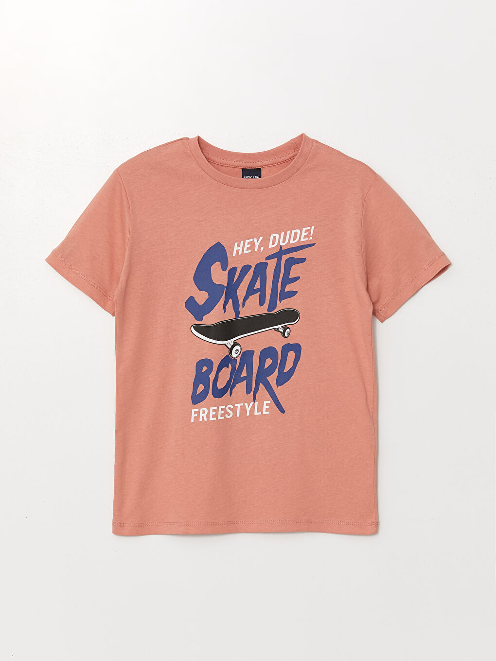 Mercan Bisiklet Yaka Baskılı Kısa Kollu Erkek Çocuk Tişört