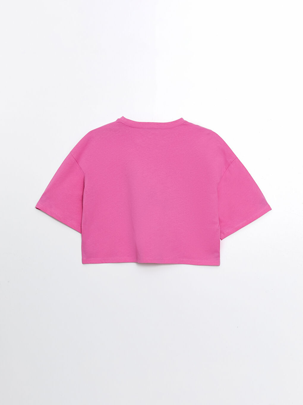 XSIDE Pembe Bisiklet Yaka Baskılı Kısa Kollu Oversize Kadın Crop - 6