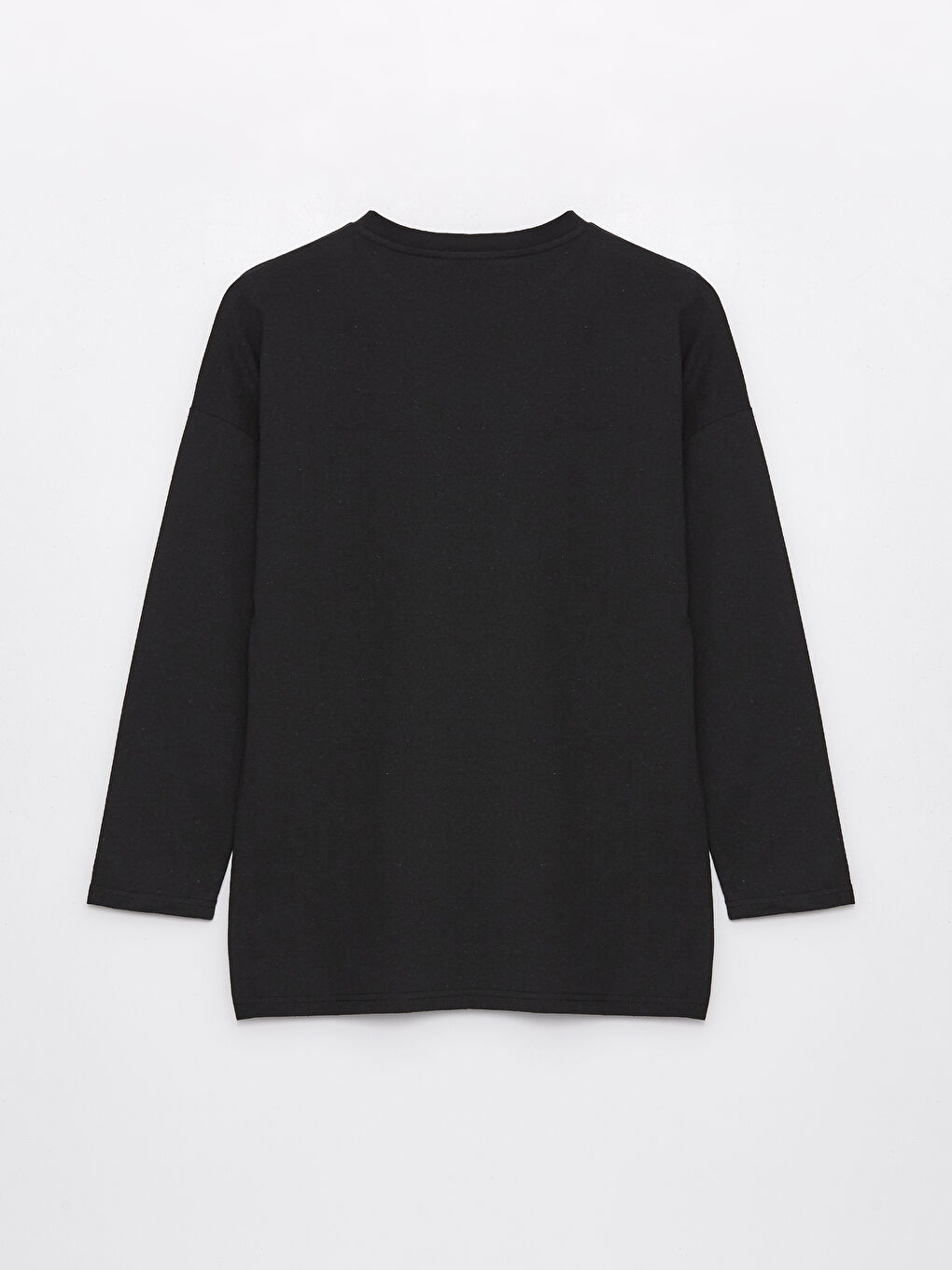 Siyah Bisiklet Yaka Baskılı Uzun Kollu Kadın Sweatshirt Tunik-6