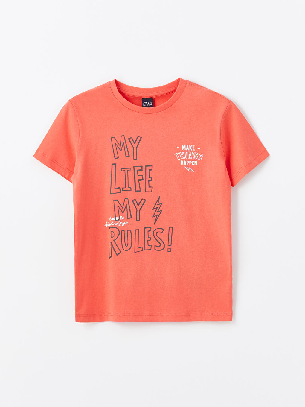 تيشيرت للأولاد بأكمام قصيرة مطبوع برقبة دائرية