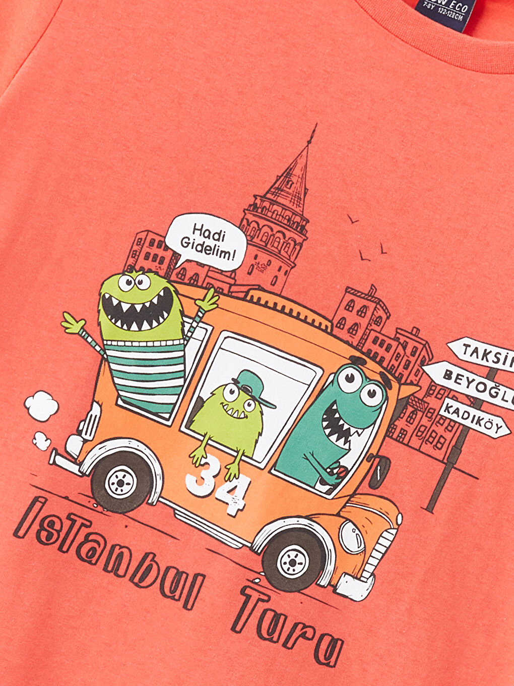 Mercan Bisiklet Yaka Baskılı Kısa Kollu Erkek Çocuk Tişört-2