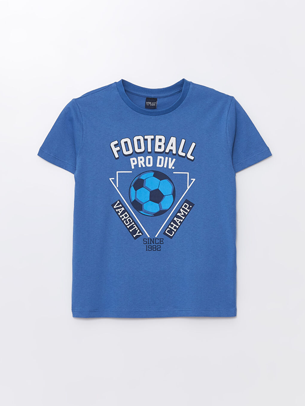 Mavi Bisiklet Yaka Baskılı Kısa Kollu Erkek Çocuk Tişört