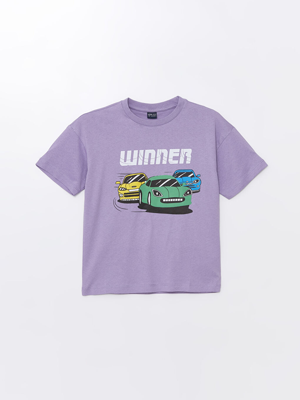 Lila Rahat Kalıp Bisiklet Yaka Erkek Çocuk Tişört