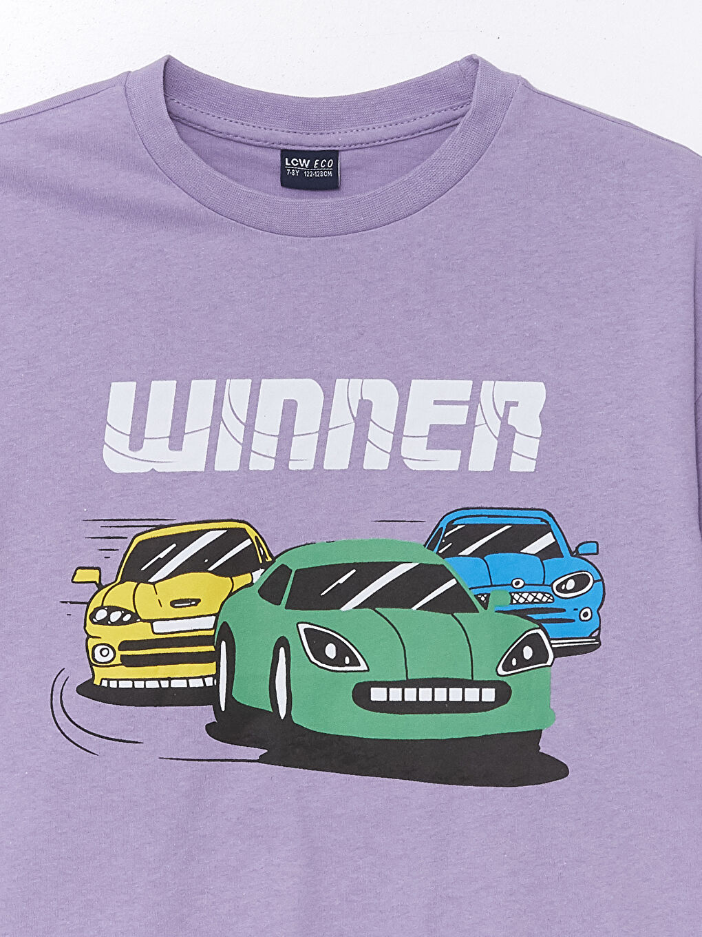 Lila Rahat Kalıp Bisiklet Yaka Erkek Çocuk Tişört-2