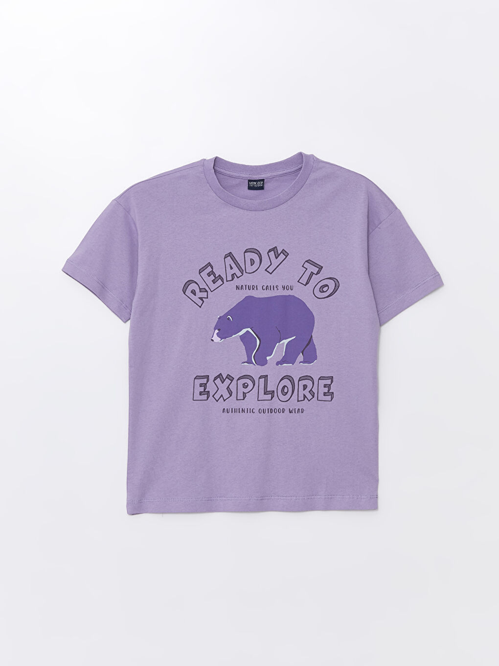 Lila Rahat Kalıp Bisiklet Yaka Erkek Çocuk Tişört