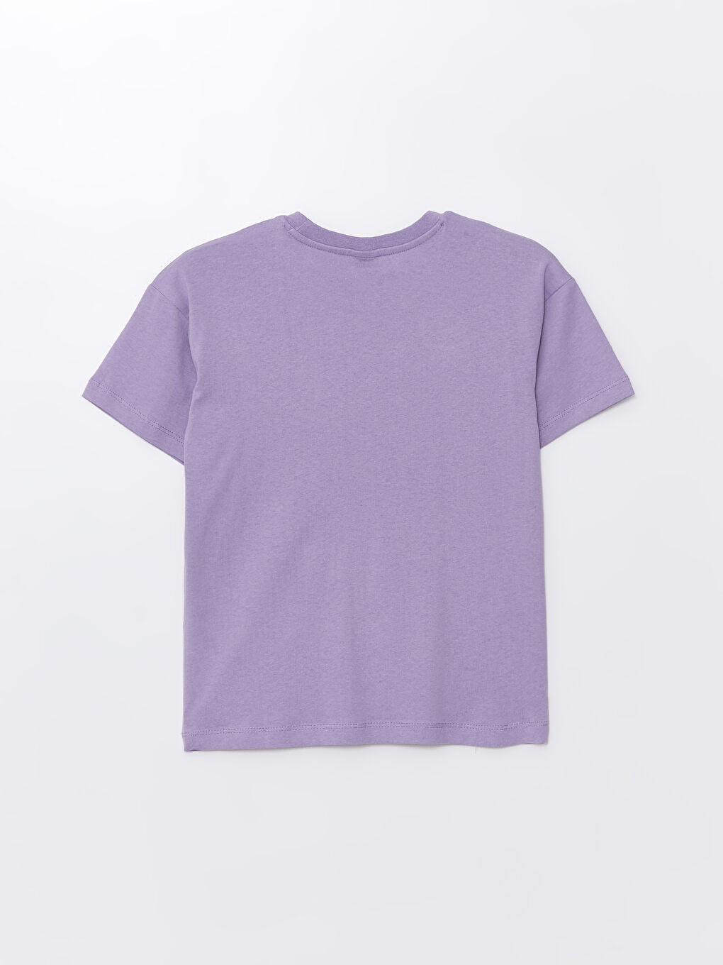 Lila Rahat Kalıp Bisiklet Yaka Erkek Çocuk Tişört-1