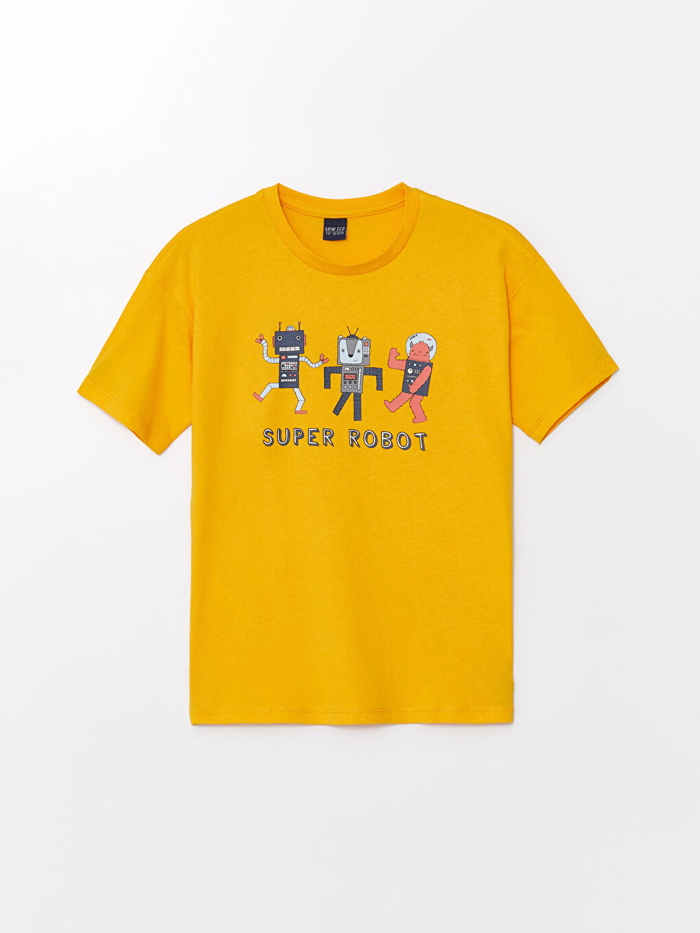 Turuncu Rahat Kalıp Bisiklet Yaka Kısa Kollu Erkek Çocuk Tişört