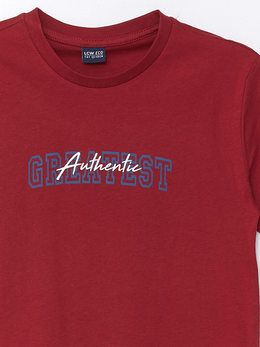 Bordo Bisiklet Yaka Baskılı Kısa Kollu Erkek Çocuk Tişört-2