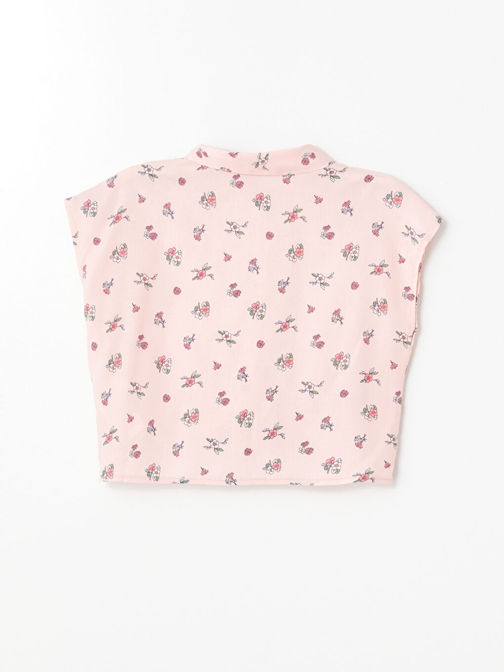 Bej Çiçekli Kız Çocuk Gömlek-1