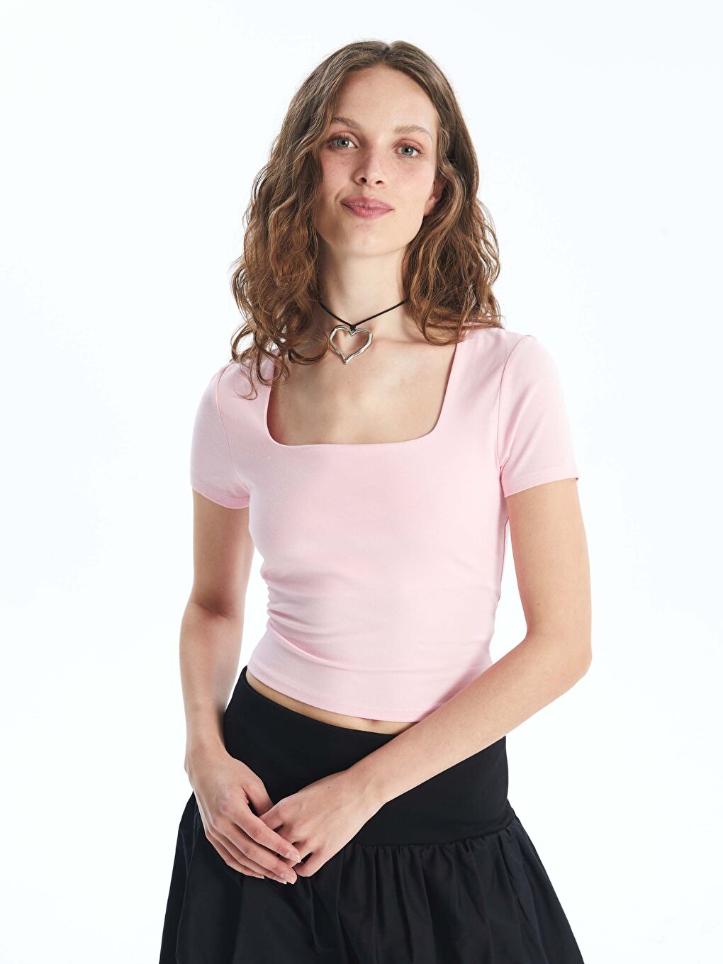 Square Neck Straight Short Sleeve Women T-Shirt -S4JM79Z8-FZP