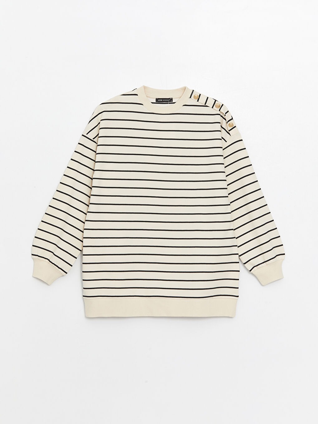 Crew Neck Striped Oversize Women's Sweatshirt Tunic -S4JM96Z8-LEG